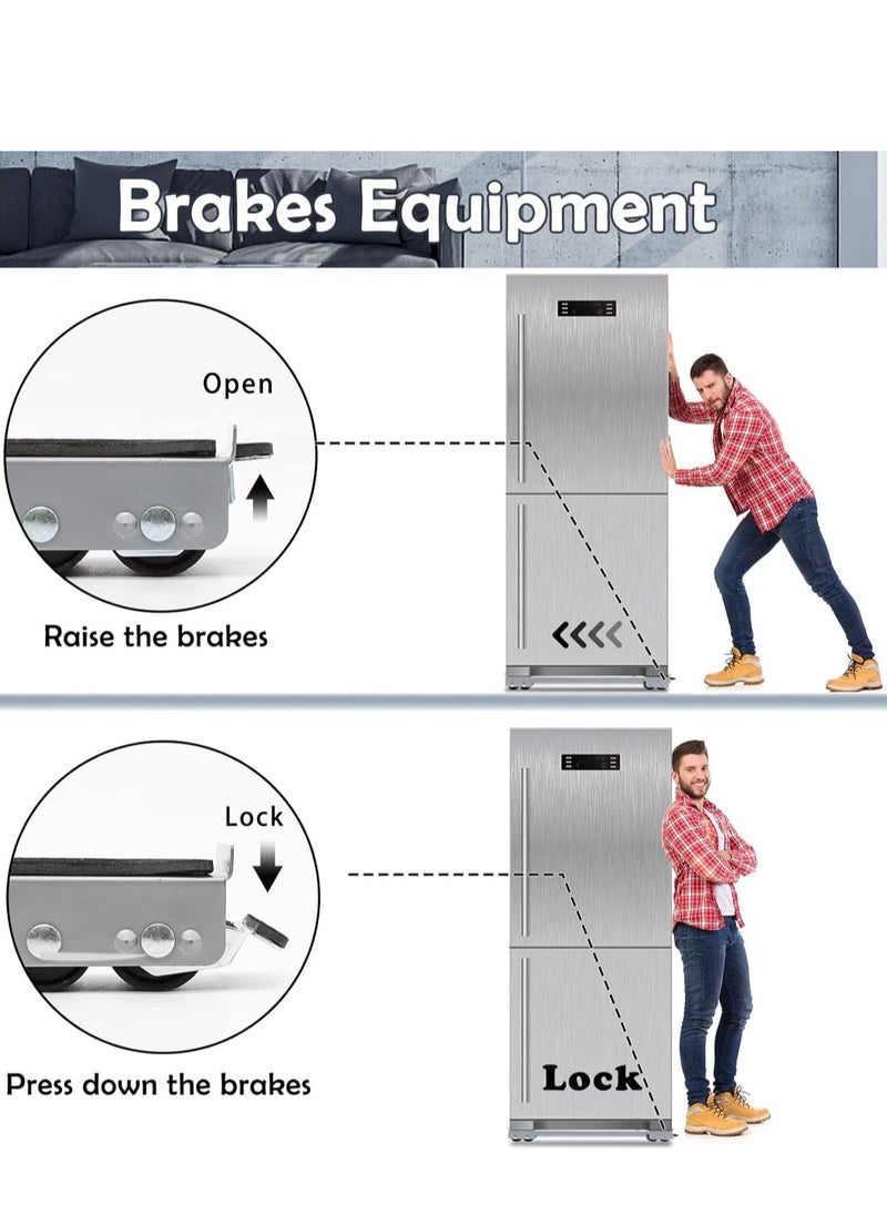 NEW Universal Extendable Furniture Appliance Rollers (4 Pack) – Heavy-Duty Mover Tools with 24 Rollers & Brakes, Strong Base for Washing Machines, Refrigerators, Dryers, Grey