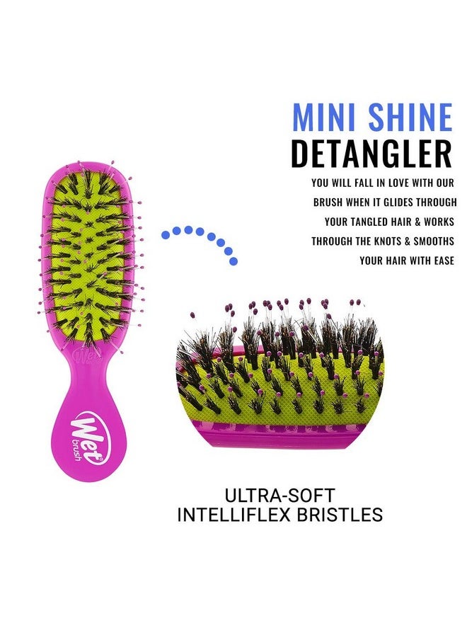 Wet Brush Mini Shine Enhancer Brush, Purple - Exclusive Ultra-soft IntelliFlex Bristles With Natural Boar Bristles for Shiny, Smooth Hair - For All Hair Types, Women and Men