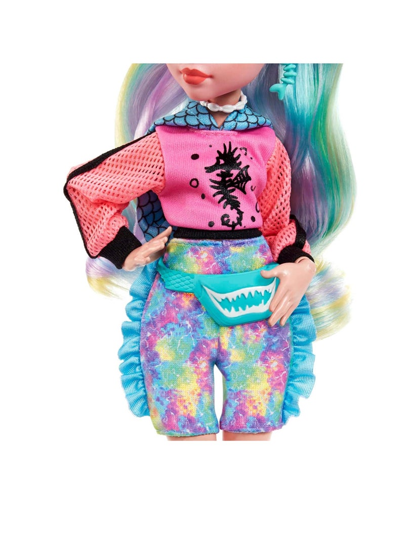 Doll, Lagoona Blue with Accessories and Pet Piranha, Posable Fashion Doll with Colorful Streaked Hair​​​