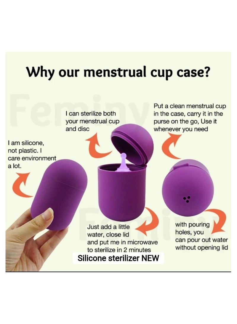 Feminy Menstrual Cup With Silicone Sterilizer Cup Or Cup Holder