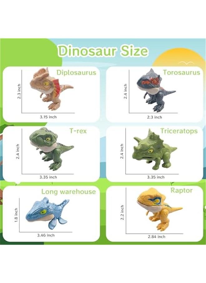 Finger Biting Dinosaur Toy Dinosaur Finger Puppets Dinosaur Biting Finger Dino Dinosaur Cake Topper Decorations 6PCS Novelty Dinosaur Toy with Movable Mouths for Kids Educational