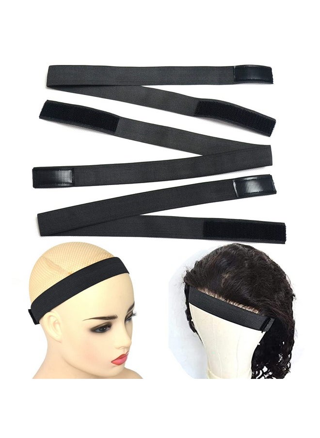 BLUPLE 3 PCS Adjustable Elastic Band for Wigs Edges Lace Melting Bands Edge laying Bands Elastic Wig Bands with Velcr, Thick Comfortable Durable (3 PCS, Black)