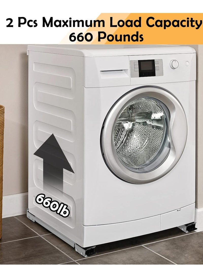 NEW 4PCS Extendable Furniture Appliance Rollers, Mover Tools with 24 Rollers & Brakes – Heavy Duty for Washing Machines, Dryers, Refrigerators, Strong Base Stand, Mobile Wheels, Grey