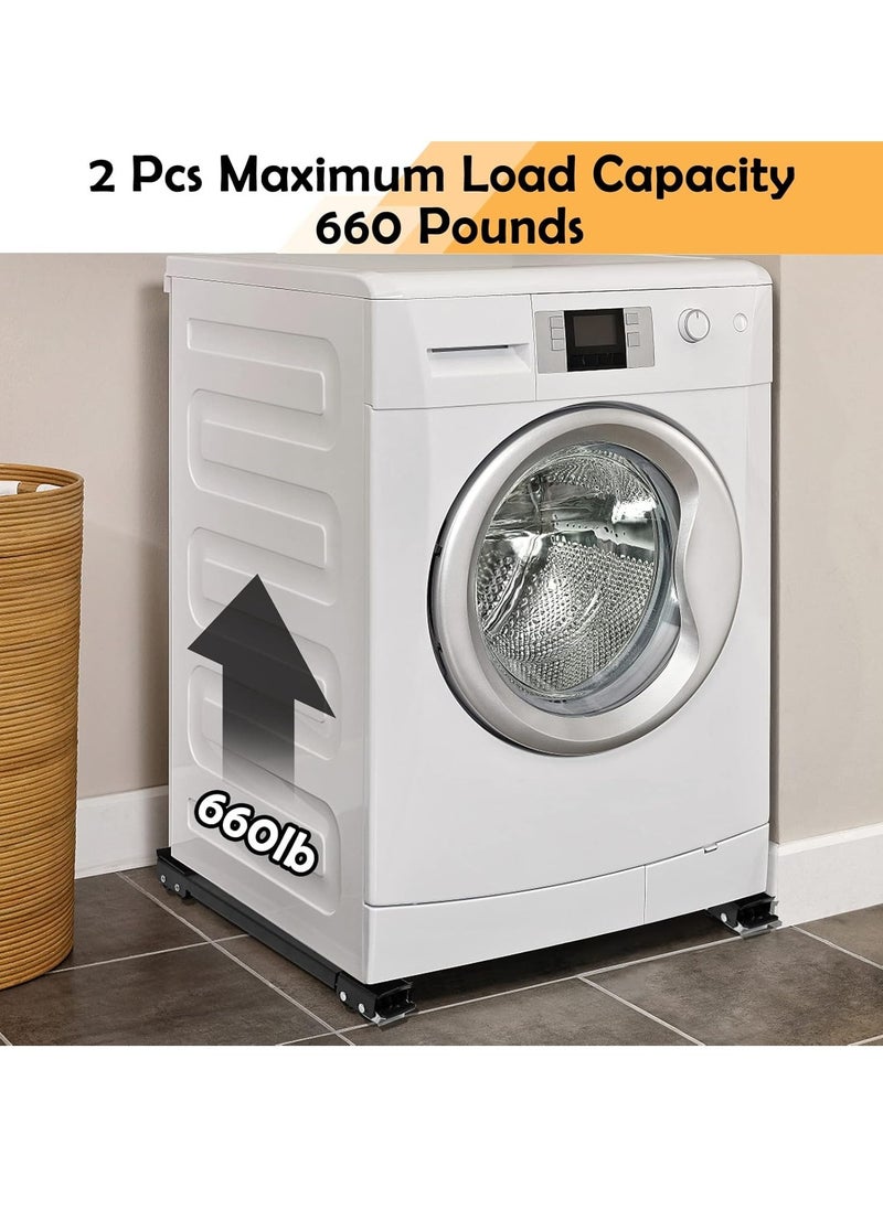 NEW 4PCS Extendable Furniture Appliance Rollers with 24 Rollers & Brake – Heavy Duty Mover Tools for Washing Machines, Dryers, Refrigerators, Strong Base Stand, Mobile Wheels, Black
