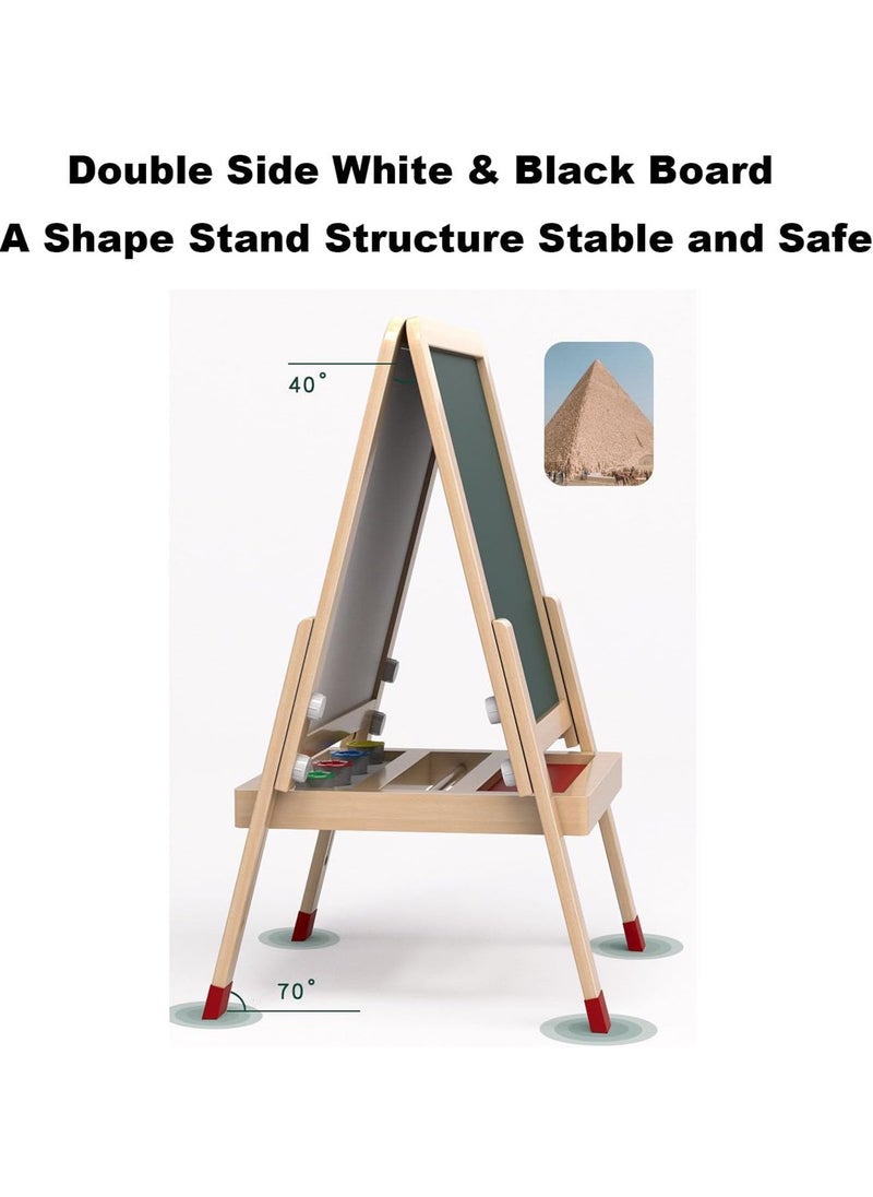 Kids Wooden Easel All in One Drawing Board Creative Art Station for Young Artists