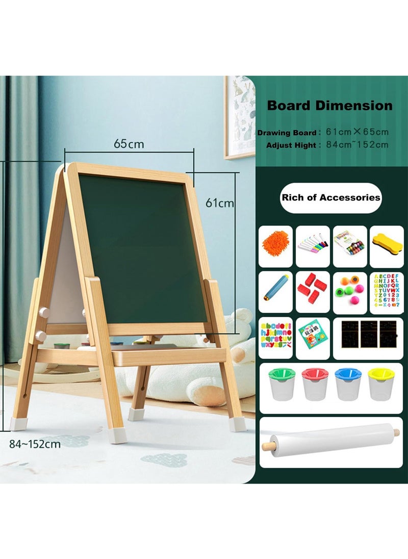 Kids Wooden Easel All in One Drawing Board Creative Art Station for Young Artists