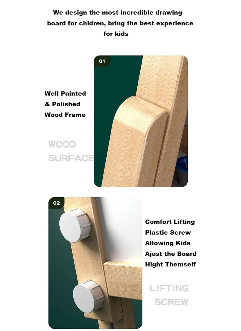 Kids Wooden Easel All in One Drawing Board Creative Art Station for Young Artists