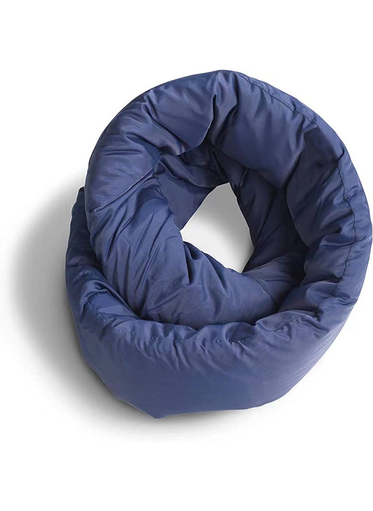 2023 new Japanese and Korean style soft scarf pillow office neck pillow unisex portable travel pillow Navy blue