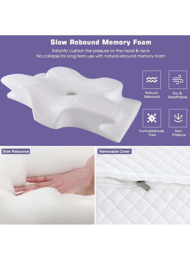 Butterfly Shape Cervical Pillow for Shoulder and Neck Pain Relief, Memory Foam Neck Pillow, Ergonomic Orthopedic Neck Support Pillow for Side Back Stomach Sleeping with Washable Cover.