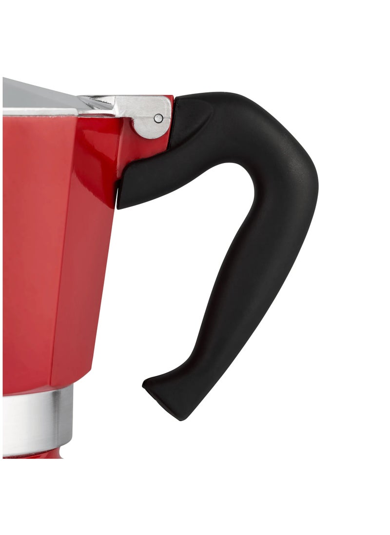 Moka Express Stove Top Espresso Maker, Makes Real Italian Coffee, Moka Pot, Capacity - 3 Cups, Color -Red