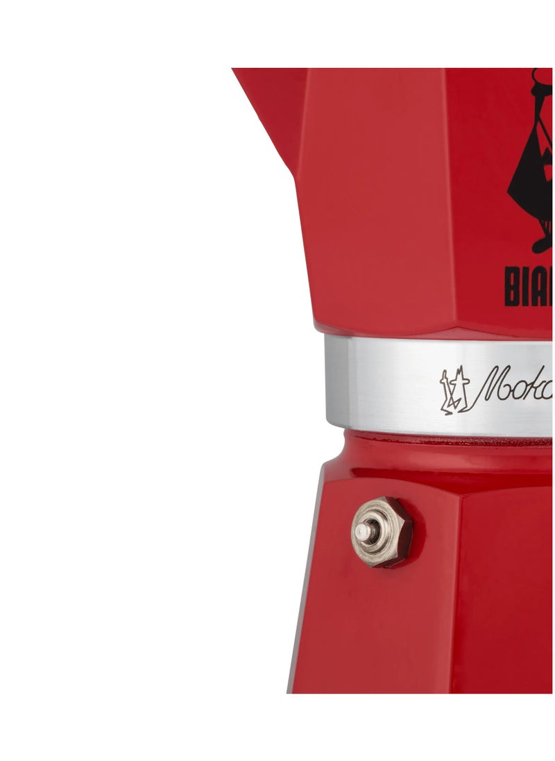 Moka Express Stove Top Espresso Maker, Makes Real Italian Coffee, Moka Pot, Capacity - 3 Cups, Color -Red