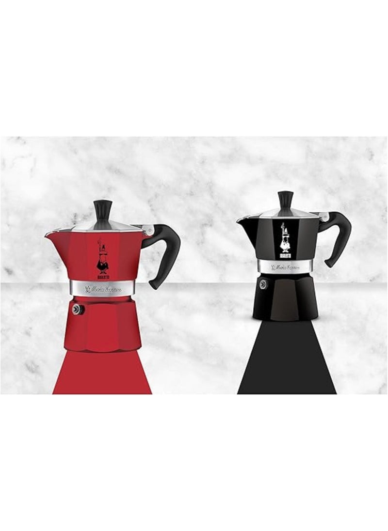 Moka Express Stove Top Espresso Maker, Makes Real Italian Coffee, Moka Pot, Capacity - 3 Cups, Color -Red