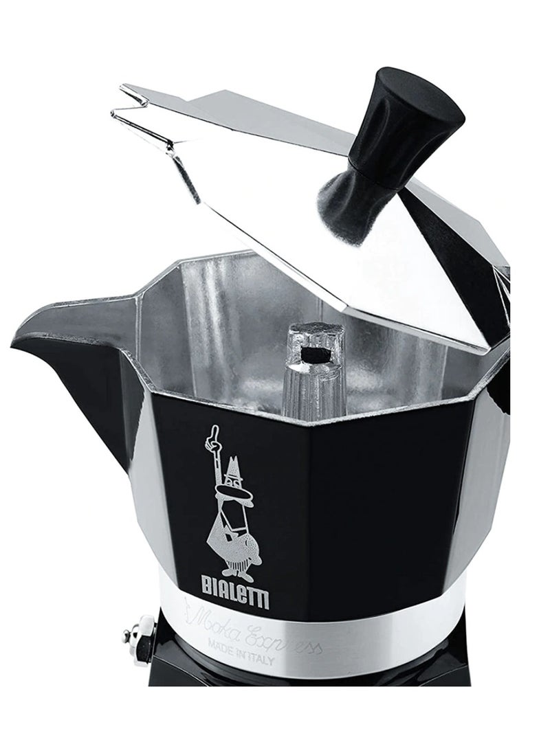 Moka Express Stove Top Espresso Maker, Makes Real Italian Coffee, Moka Pot 3 Cups, Black