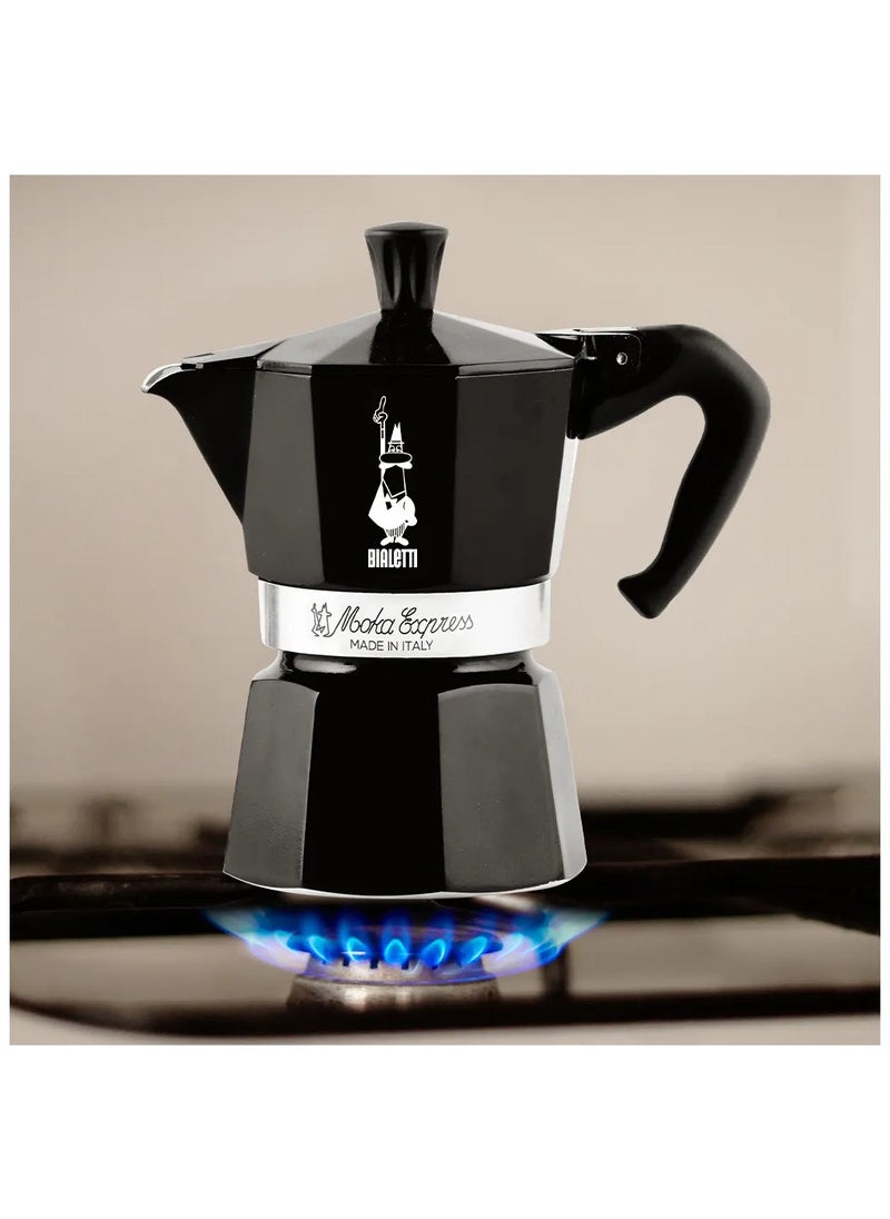 Moka Express Stove Top Espresso Maker, Makes Real Italian Coffee, Moka Pot 3 Cups, Black