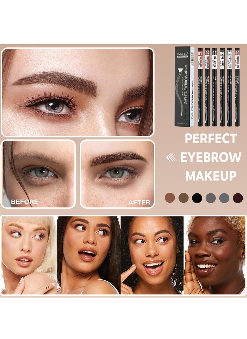 EXCEFORE 6 Pack Eyebrow Pencil, Long Lasting Waterproof Eyebrow Pen, Natural Looking and Stays on All Day (6 color)