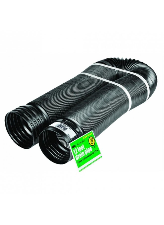 Flex-Drain 51710 Flexible/Expandable Solid Drainage Pipe, 3.37in (Inside Diameter) by 12ft