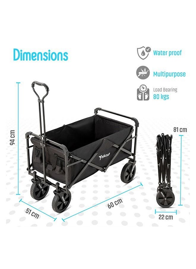 Lightweight And Durable Design, Folding Baby Wagon Cart With Canopy - Black