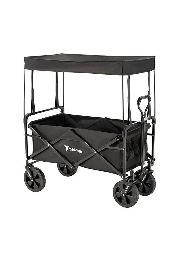 Lightweight And Durable Design, Folding Baby Wagon Cart With Canopy - Black