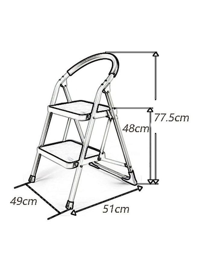 2 Steps Foldable Ladder White/Black 77.5x49x51cm , 38inch