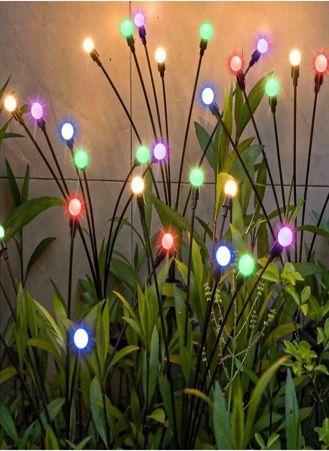 Solar Garden Lights 8 LED Firefly Lights – Solar Outdoor Waterproof, Solar-Powered, Decorative for Garden, Pathway, Patio, and Yard (2-Pack) - Rainbow Colors