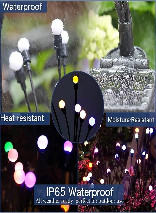 Solar Garden Lights 8 LED Firefly Lights – Solar Outdoor Waterproof, Solar-Powered, Decorative for Garden, Pathway, Patio, and Yard (2-Pack) - Rainbow Colors