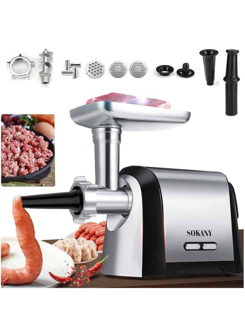 Sokany Electric Meat Grinder SK-088, 3200W Max Power 3200W, 3 in 1 Multifunctional Electric Meat Grinder, Sausage Stuffer, 1 Slicing Blade, 3 Grinding Plates