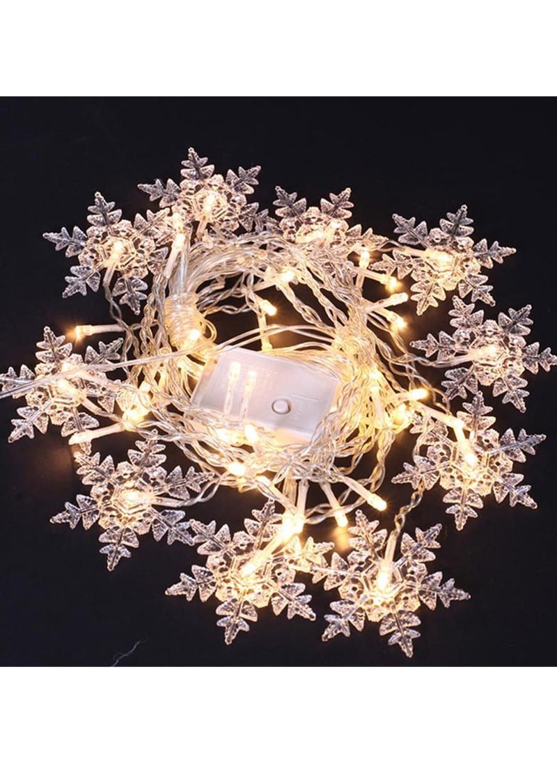 Christmas Snowflake String Lights 13.12ft/4M LED Snowflake Icicle Lights with 19 Drops, 8 Modes Connectable Window Curtain Fairy Light for Bedroom/Wedding/Party (Warm White, Solar Power)