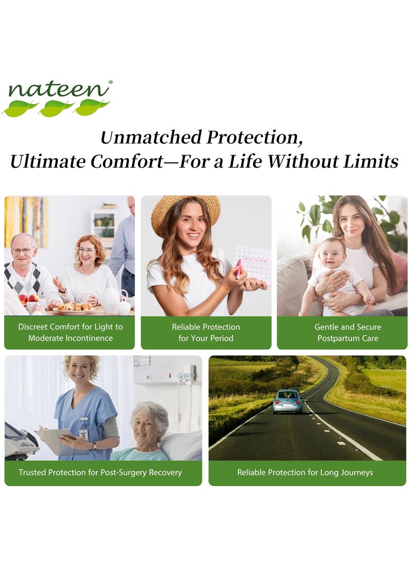 Nateen Hospeen Adult Diaper Pants size Medium, Adult pull ups for light Incontinence, period pants for heavy flow, super comfort fit women panty for postpartum, waist size 60-110cm, Night 40 counts.