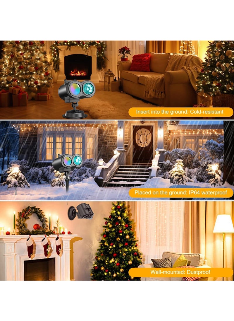 Christmas Projector Lights with Remote Control, 2-in-1 Moving Patterns Landscape Lights, LED Holiday Projector Night Lights for Christmas, Halloween, Party, Yard Garden Decorations (D)