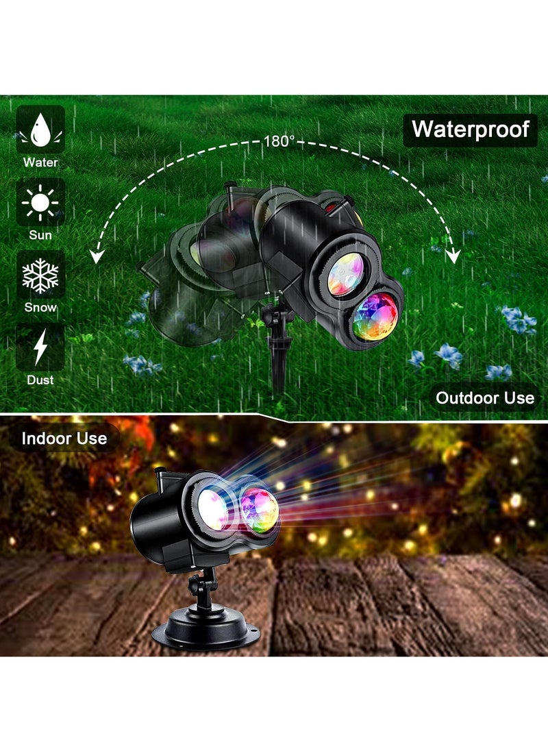 Christmas Projector Lights with Remote Control, 2-in-1 Moving Patterns Landscape Lights, LED Holiday Projector Night Lights for Christmas, Halloween, Party, Yard Garden Decorations (D)