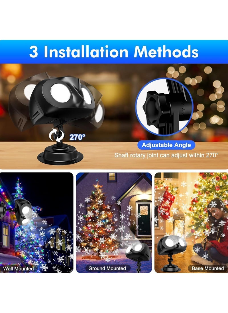 Christmas Projector Lights with Remote Control, Dynamic Snowflake Projector Lights, Double Head Rotating Snowfall Show Lights for Indoor Outdoor Christmas Decoration, Wedding, Yard Decor (A)