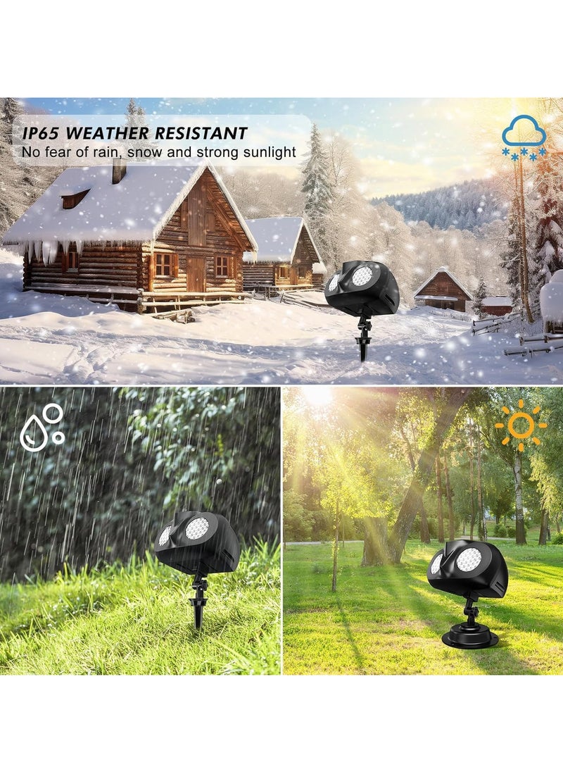 Christmas Projector Lights with Remote Control, Dynamic Snowflake Projector Lights, Double Head Rotating Snowfall Show Lights for Indoor Outdoor Christmas Decoration, Wedding, Yard Decor (A)