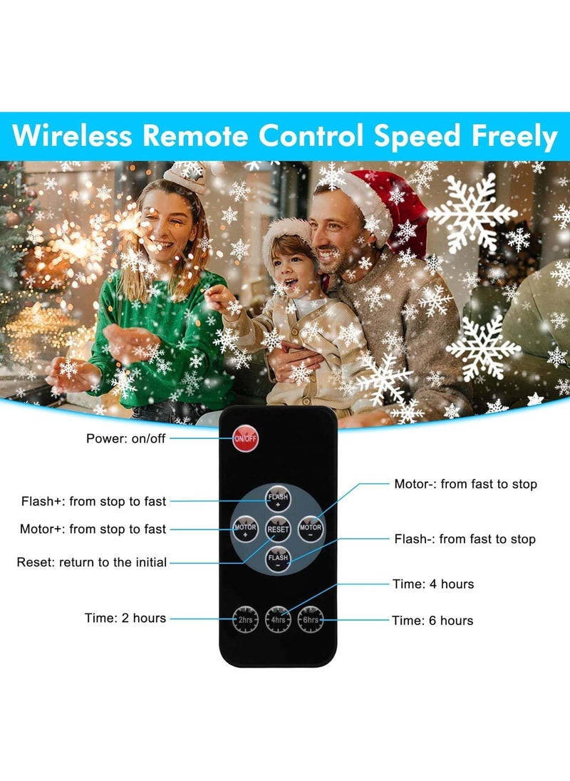 Christmas Projector Lights with Remote Control, Dynamic Snowflake Projector Lights, Double Head Rotating Snowfall Show Lights for Indoor Outdoor Christmas Decoration, Wedding, Yard Decor (A)