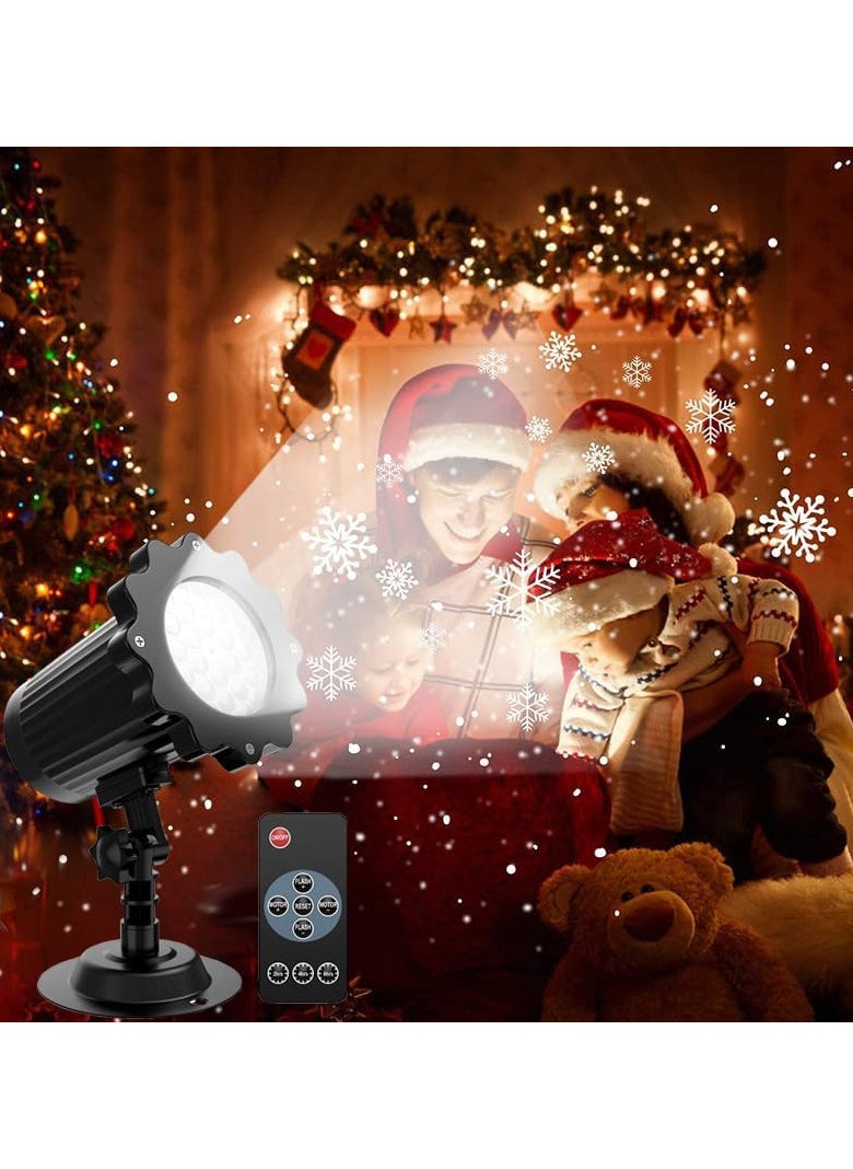 Christmas Projector Lights with Remote Control, Dynamic Snowflake Projector Lights, Rotating Snowfall Show Lights for Indoor Outdoor Christmas Decoration, Wedding, Yard Decor (C)