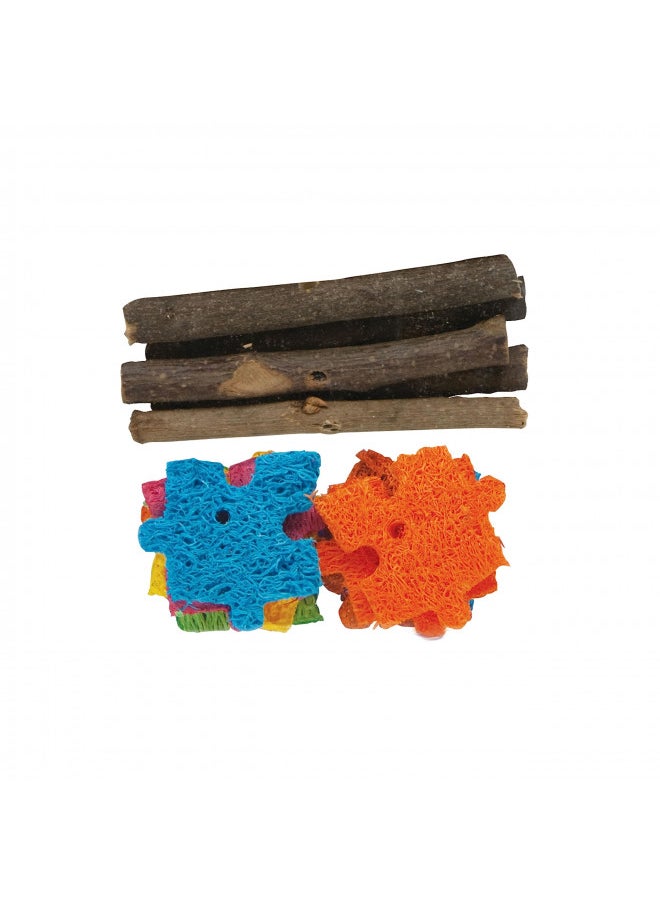 Kaytee Combo Chew Apple Wood & Puzzle