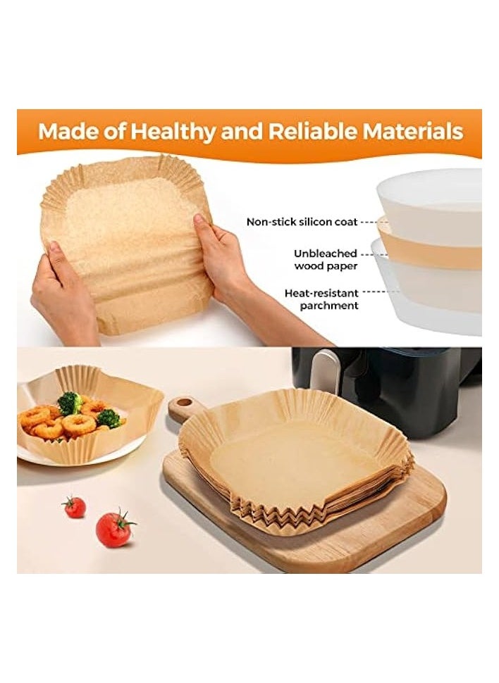 Disposable Air Fryer Paper Liners: 100Pcs 9 In Large Square Non Stick Parchment, Air Fryer Basket Liner for 8Qt