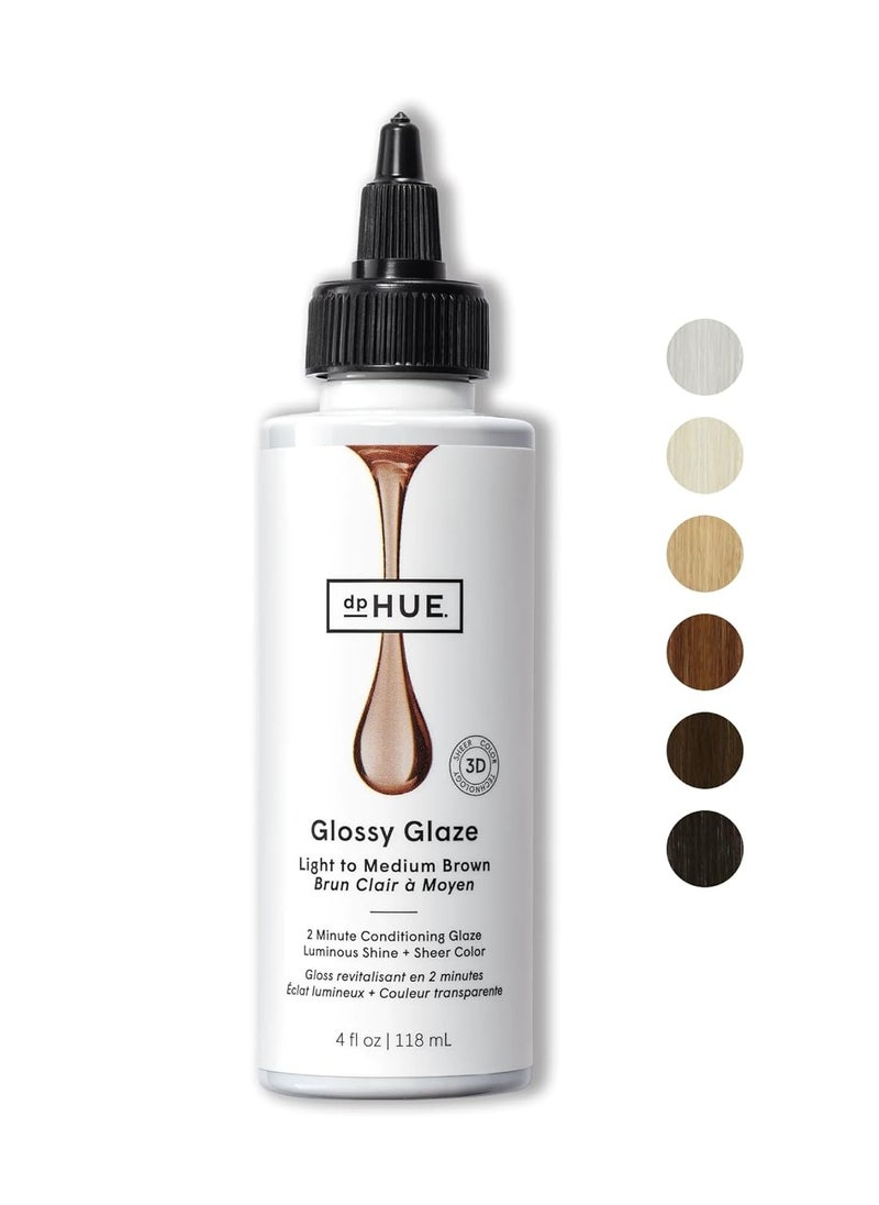 dpHUE Glossy Glaze, Light-Medium Brown - 4 fl oz - In-Shower Conditioning Glaze for Luminous Shine & Sheer Color - Paraben, SLS & SLES Sulfate Free - Leaping Bunny Certified