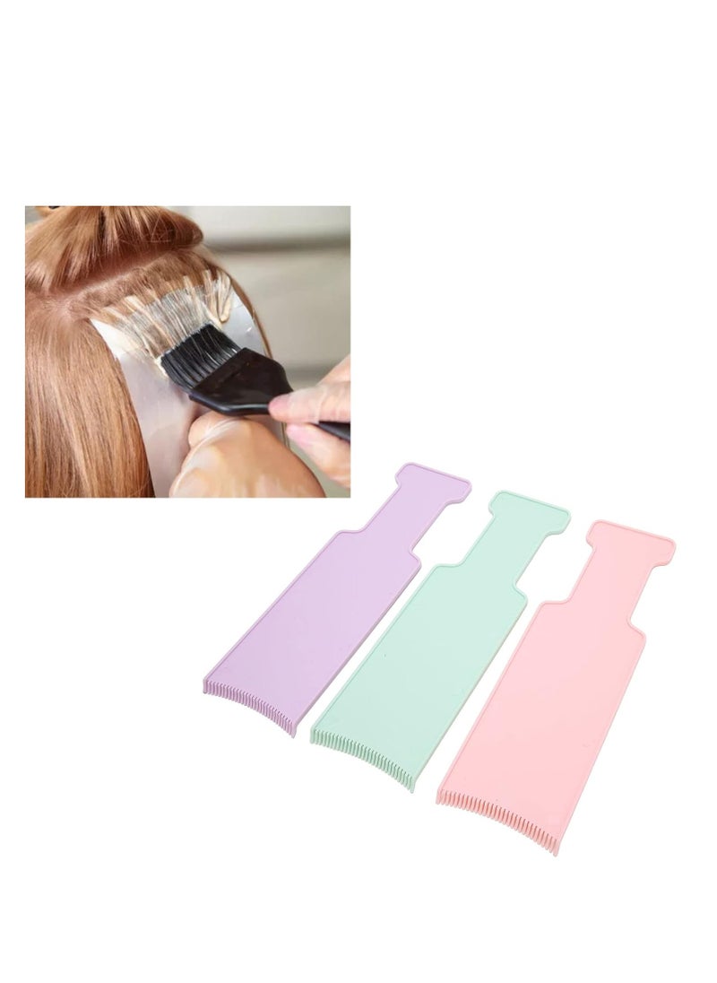 3 Colors Highlighting Board Barber Hair Salon Hair Dye Sectioning Paddle Set Hairdressing Tool, Balayage Highlighting Paddle Dye Foil Coloring Balayage Board Set for Hair Bleach