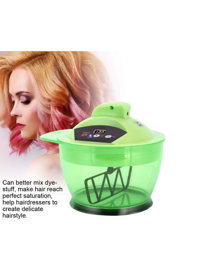 Electric Hair Color Mixer, Hair Color Mixing Bowl Automatic Mixer Dyestuff Blender for Hairs Color Mixing DIY Tools Salon Hair Coloring Bowl with LCD Time Display USB Rechargeable(Green)