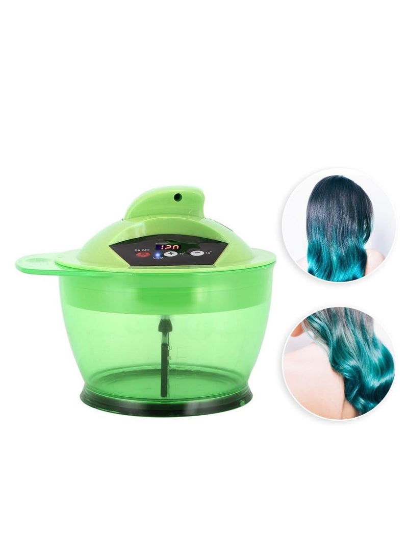 Electric Hair Color Mixer, Hair Color Mixing Bowl Automatic Mixer Dyestuff Blender for Hairs Color Mixing DIY Tools Salon Hair Coloring Bowl with LCD Time Display USB Rechargeable(Green)