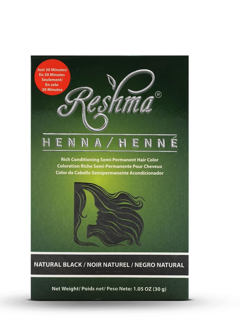 Reshma Beauty 30 Minute Henna Hair Color | Infused with Natural Herbs, For Soft Shiny Hair | Henna Hair Color/Dye, 100% Gray Coverage | Semi Permanent | Ayurveda Hair Products (Black, Pack Of 1)