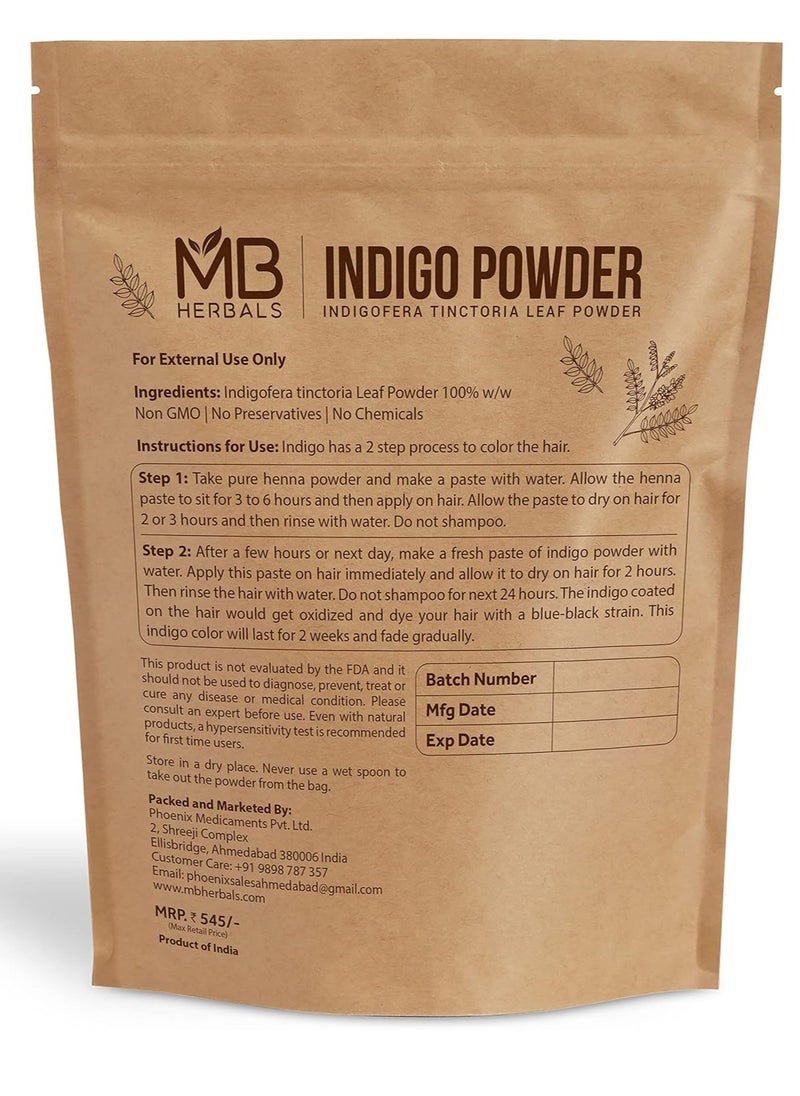 MB Herbals Pure Indigo Powder 1 LB | 454g | 16oz | 100% Pure Indigofera tinctoria Leaf Powder | Blue-Black Hair or Full Refund | Please Check all Images