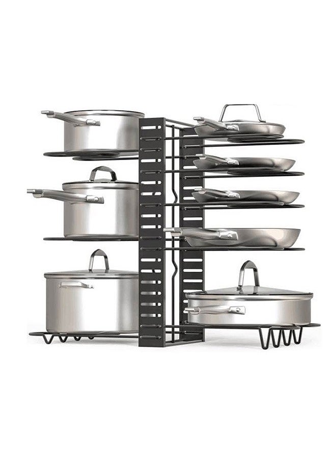 8-Layer Adjustable Pot Rack, Multifunctional Bilateral Pot Rack With Base, Adjustable Kitchen Storage Rack, Easy Disassembly And Assembly, Vertical Wire Pot Rack