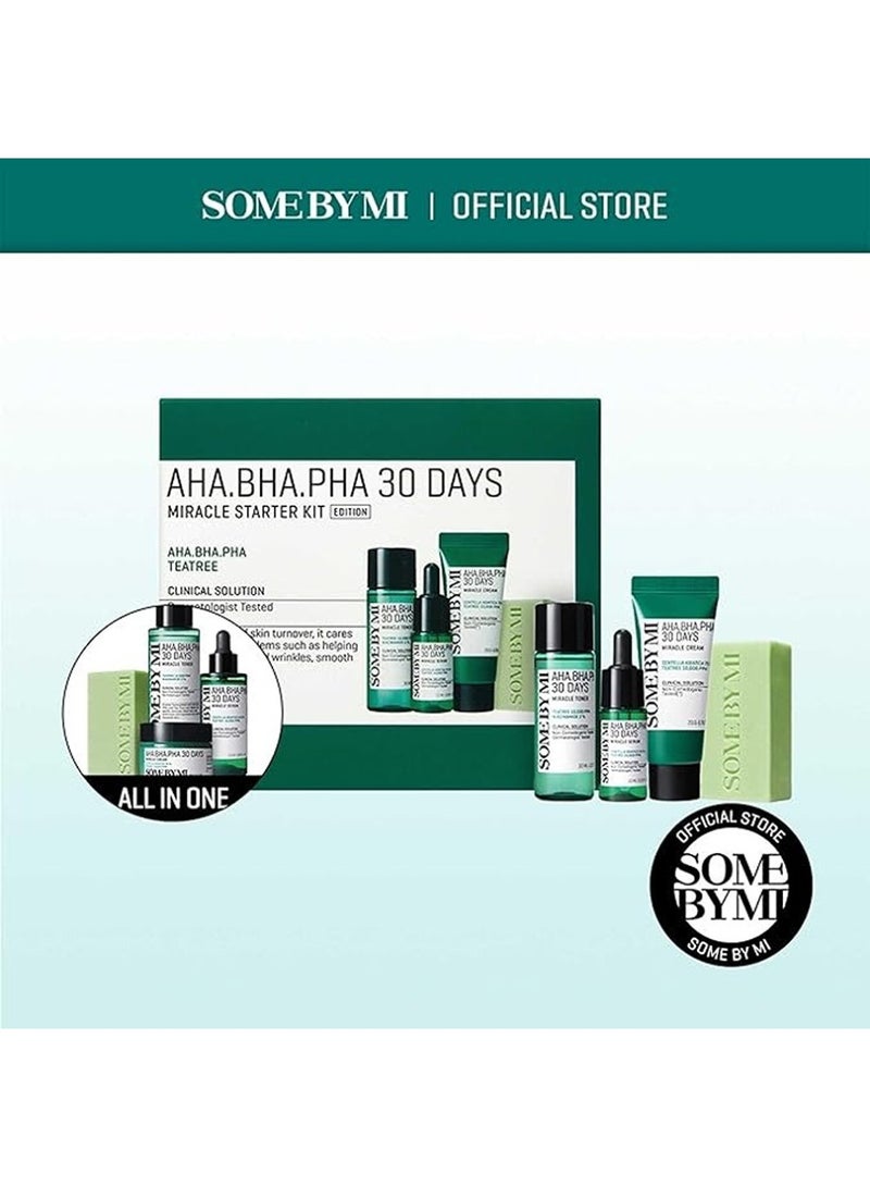 Aha-Bha-Pha 30 Days Miracle Starter Kit - Toner 30Ml + Serum 10Ml + Cream 20G + Cleansing Bar 30G - Set Of 4 Travel Kit 100ml