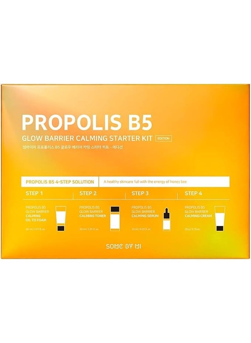 Propolis B5 Glow Barrier Calming Starter Kit - Includes Glow Oil + Toner + Serum + Cream - Skin Care Routine 4 Step Solution For Sensitive And Calming Skin - Travel Kit Of 4 100ml