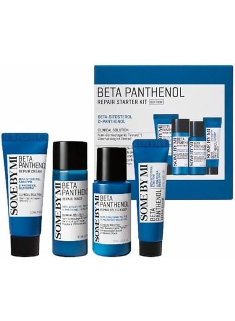 Beta Panthenol Repair Starter Kit - Includes Gel Cleanser 30Ml + Toner 30Ml + Serum 10Ml + Cream 20Ml - Korean Set Of 4 Travel Kit 100ml