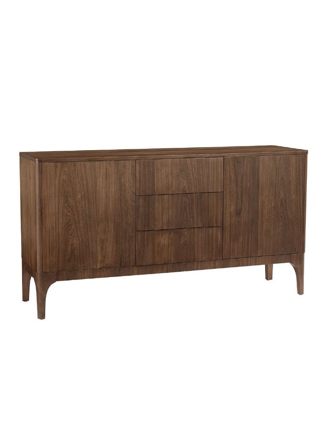 Rorvik Sideboard Cabinet Strong And Sturdy Kitchen Organiser Rack Modern Design Buffet Cabinet Side Board For Dining Room Bar Kitchen L160Xw45Xh85Cm - Walnut