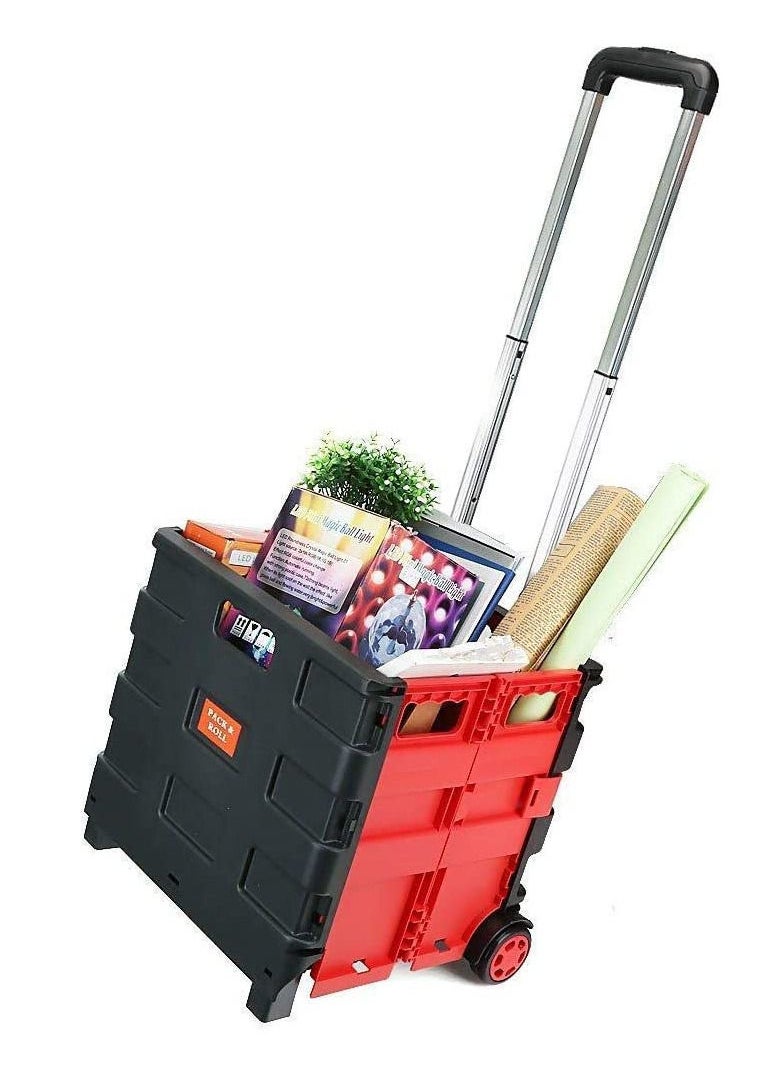 Folding Shopping Trolley Cart With WheGrocery Storage Boot Cart Box