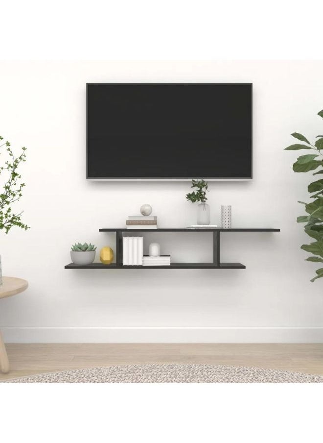 Modern Design Wall-Mounted TV Shelf Black 125x18x23 cm Engineered Wood