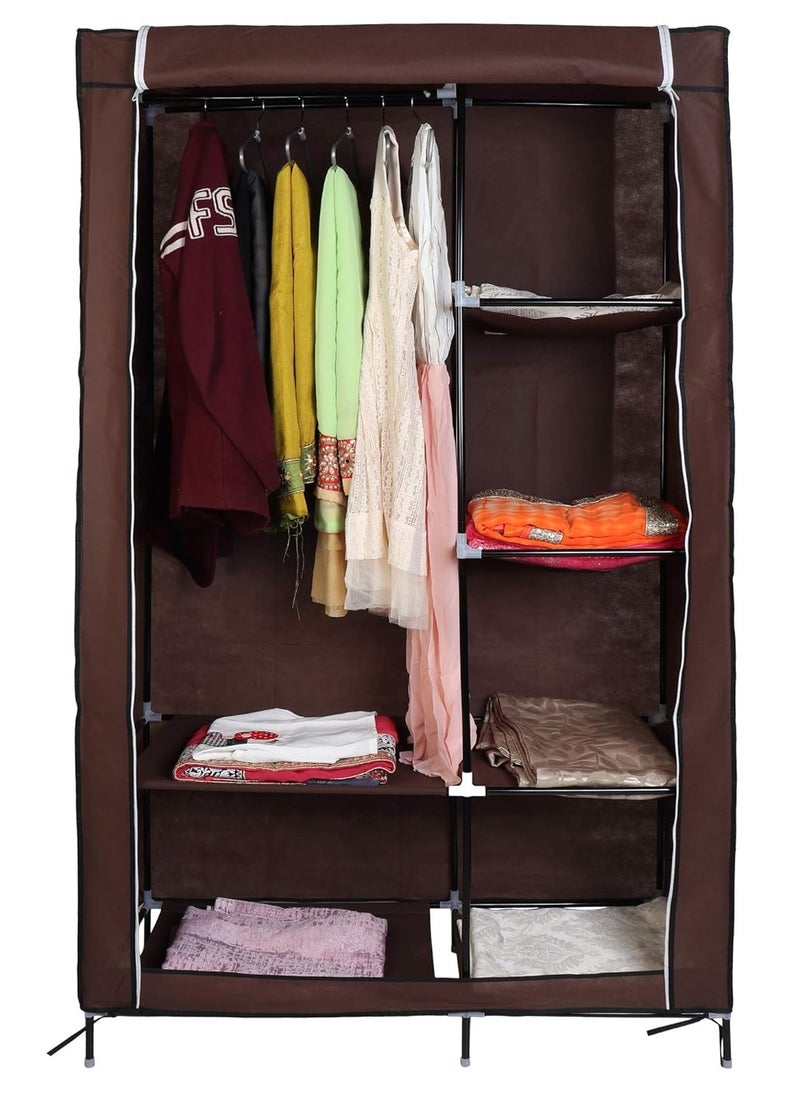 NDL 88105 5 Tier Multi Purpose Wardrobe Storage Organizer Clothes Rack Brown